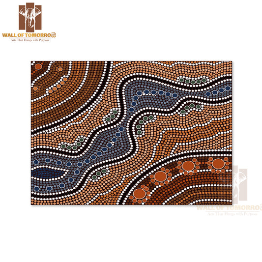 Aboriginal Style of Dot Painting Depicting River High Quality Unframed Poster Print & Waterproof Poster Print Wall Décor