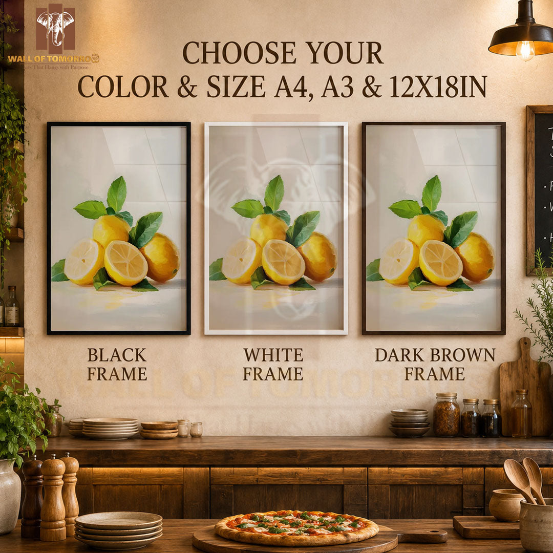 Lemon with Leaves Kitchen & Restaurant High Quality Glass Frame Wall Décors in Sri Lanka