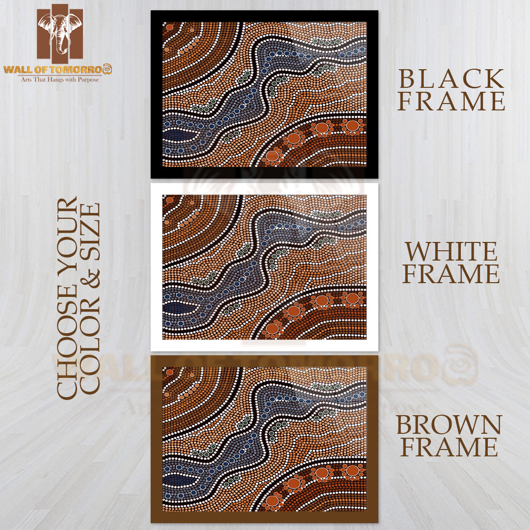 Aboriginal Style of Dot Painting Depicting River High Quality Unframed Poster Print & Waterproof Poster Print Wall Décor