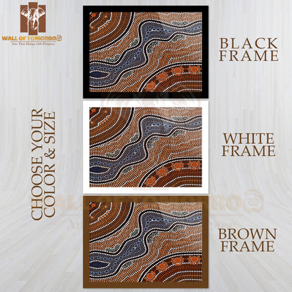 Aboriginal Style of Dot Painting Depicting River High Quality Unframed Poster Print & Waterproof Poster Print Wall Décor