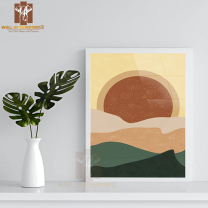 Painting Depicting a Sunset Casting Warm Hues High Quality Glass Frame Wall Décors in Sri Lanka