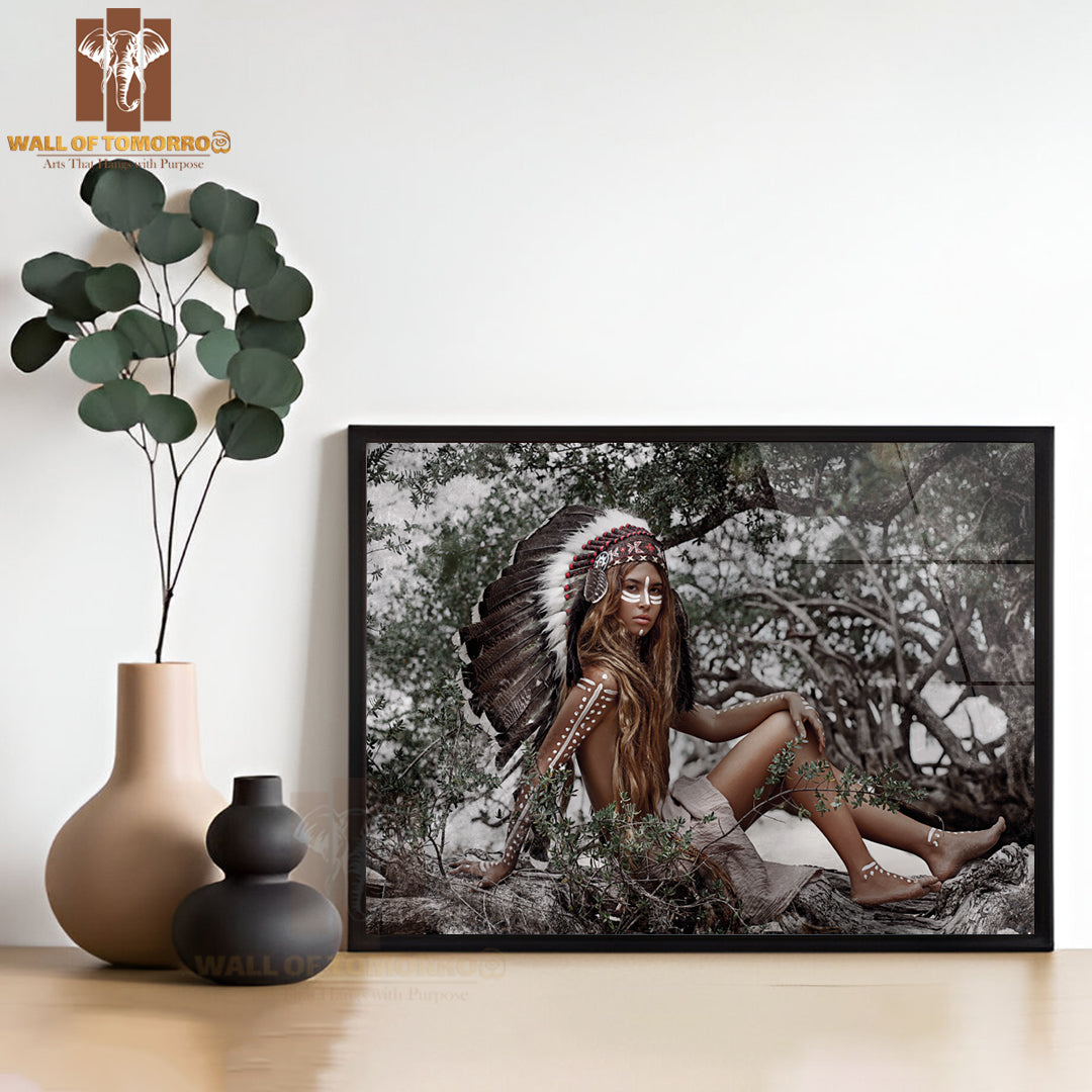 Beautiful Yong Woman in Traditional Indian Warrior High Quality Unframed Poster Print & Waterproof Poster Print Wall Décor