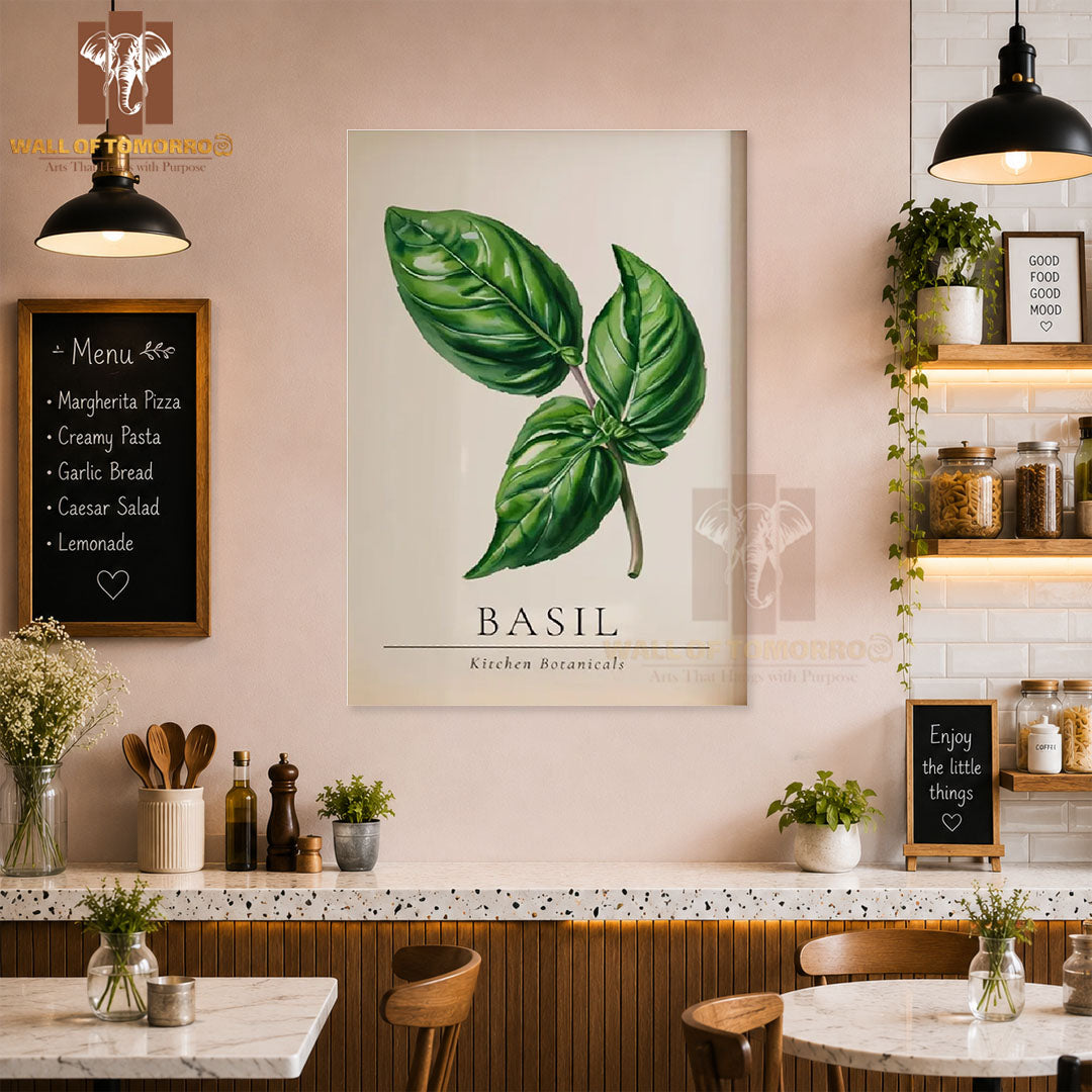 Basil Kitchen Botanicals Kitchen & Restaurant High Quality Unframed Poster Print & Waterproof Poster Print Wall Décor in Sri Lanka