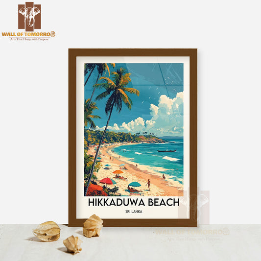 Hikkaduwa Beach Sri Lanka Travel High Quality Glass Frame Wall Décor
