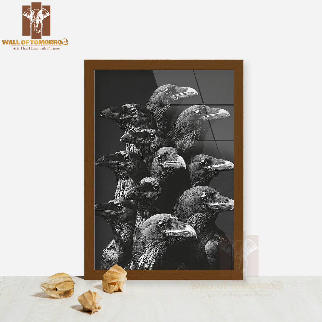 Dark Raven Gathering High Quality Glass Frame Wall Décor