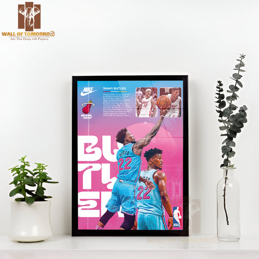 Famous Basketball Team Player Miami in Action Sports High Quality Glass Frame Wall Décor