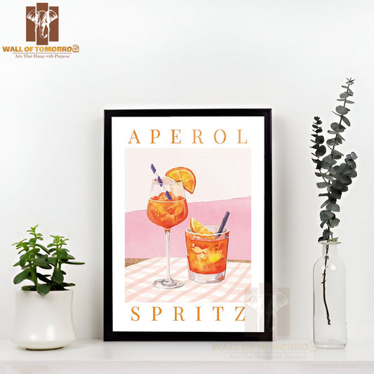 Aperol Spritz Vintage High Quality Glass Frame Wall Décor