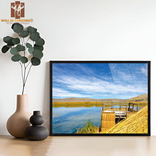 Viewpoint On One of the Uros Floating Islands High Quality Unframed Poster Print & Waterproof Poster Print Wall Décor