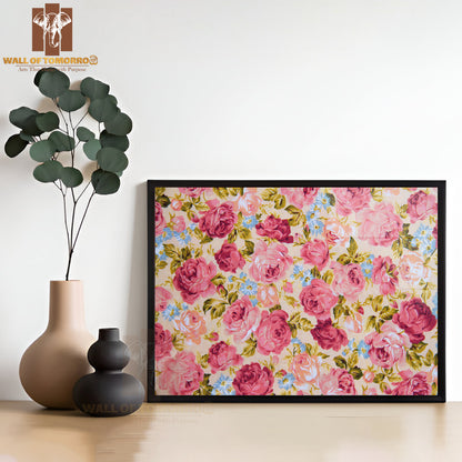 Rose Fragment of Colorful Retro Tapestry High Quality Unframed Poster Print & Waterproof Poster Print Wall Décor