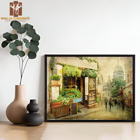 Parisian Streets Montmartre High Quality Glass Frame Wall Décor