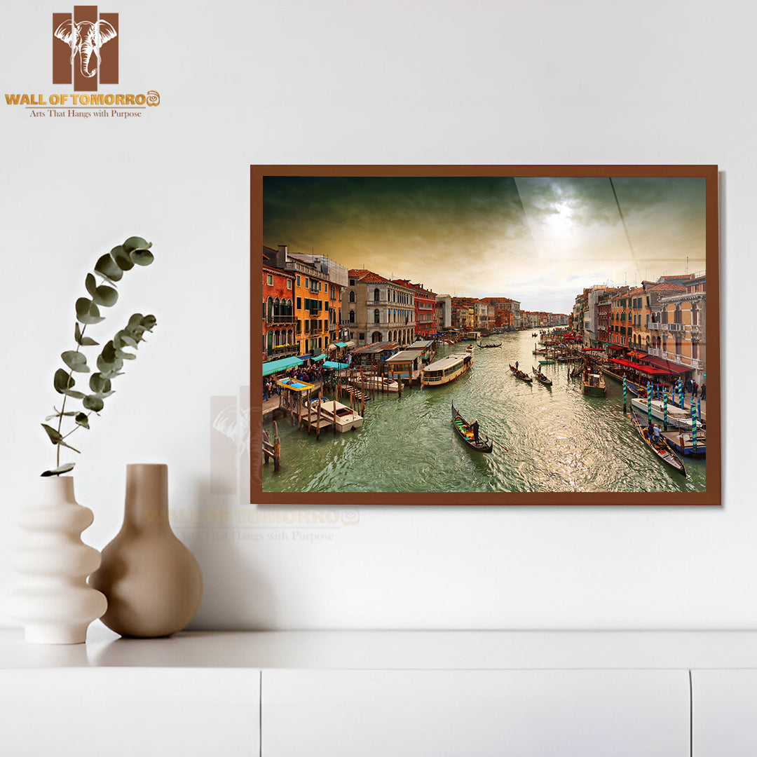 Boats And Gondolas on the Grand Canal of Venice High Quality Unframed Poster Print & Waterproof Poster Print Wall Décor