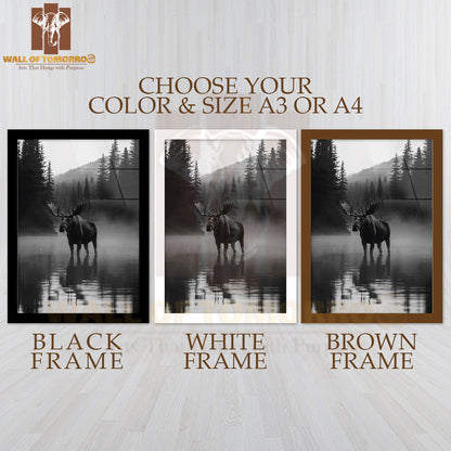 Misty Moose Majesty High Quality Glass Frame Wall Décor