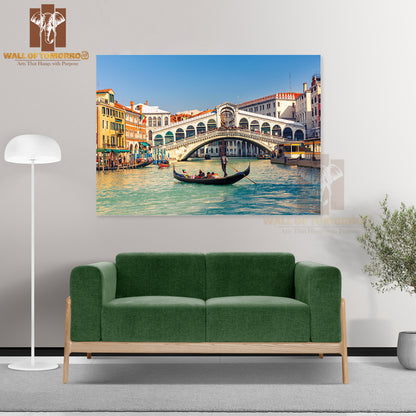 Gondola Near Rialto Bridge in Venice, Italy High Quality Unframed Poster Print & Waterproof Poster Print Wall Décor