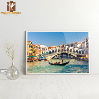 Gondola Near Rialto Bridge in Venice, Italy High Quality Unframed Poster Print & Waterproof Poster Print Wall Décor