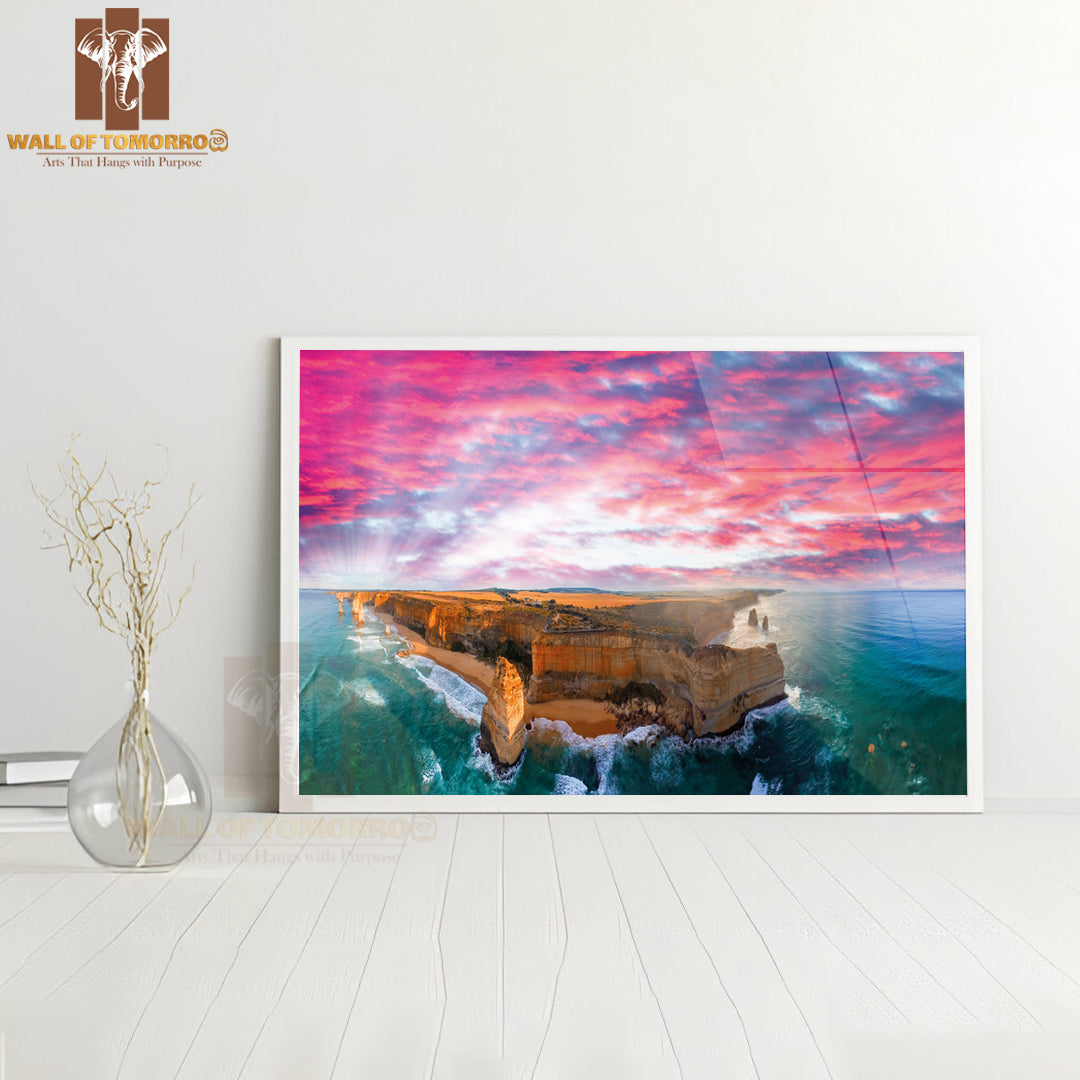 View Of Great Ocean Road Coastline at Sunset, Australia High Quality Unframed Poster Print & Waterproof Poster Print Wall Décor