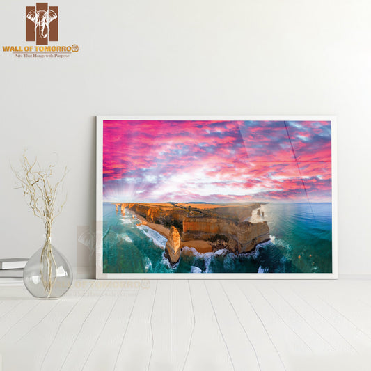 View Of Great Ocean Road Coastline at Sunset, Australia High Quality Unframed Poster Print & Waterproof Poster Print Wall Décor