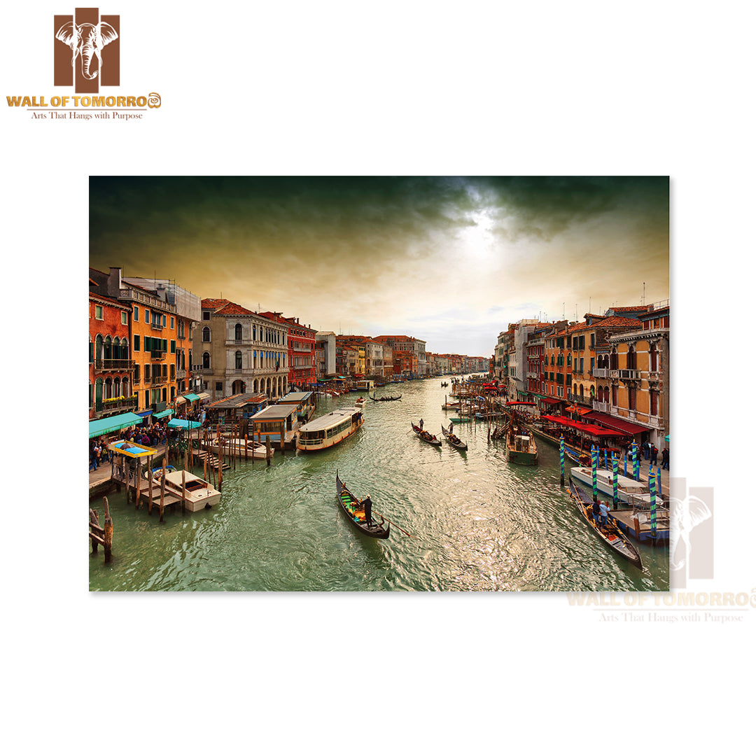 Boats And Gondolas on the Grand Canal of Venice High Quality Unframed Poster Print & Waterproof Poster Print Wall Décor