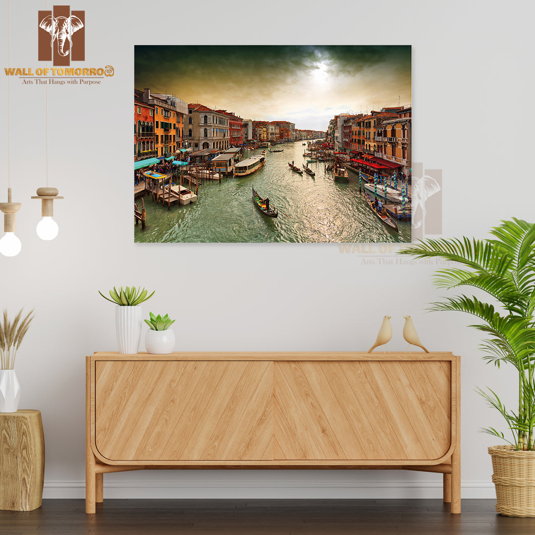 Boats And Gondolas on the Grand Canal of Venice High Quality Unframed Poster Print & Waterproof Poster Print Wall Décor