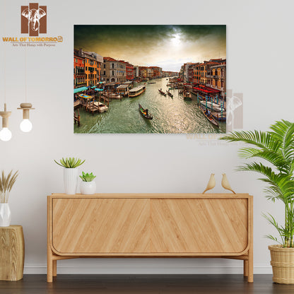 Boats And Gondolas on the Grand Canal of Venice High Quality Unframed Poster Print & Waterproof Poster Print Wall Décor