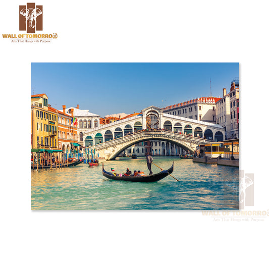 Gondola Near Rialto Bridge in Venice, Italy High Quality Unframed Poster Print & Waterproof Poster Print Wall Décor