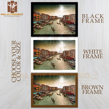 Boats And Gondolas on the Grand Canal of Venice High Quality Unframed Poster Print & Waterproof Poster Print Wall Décor