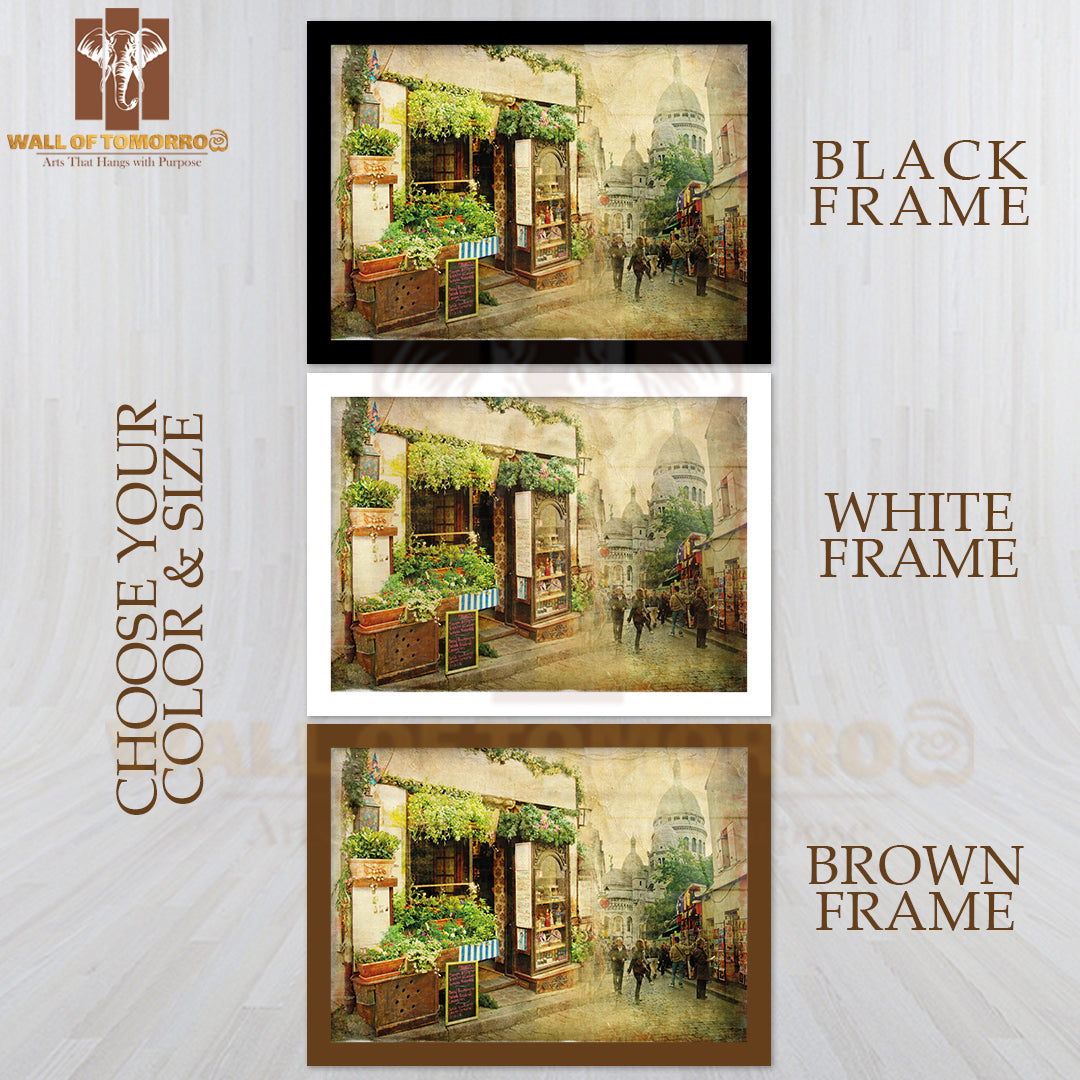Parisian Streets Montmartre High Quality Glass Frame Wall Décor