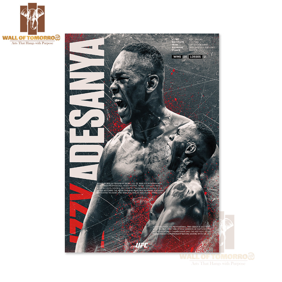Adesanya Striking UFC Promotional Sports High Quality Unframed Poster Print & Waterproof Poster Print Wall Décor