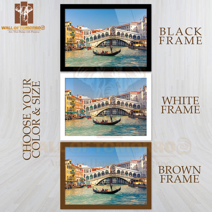 Gondola Near Rialto Bridge in Venice, Italy High Quality Unframed Poster Print & Waterproof Poster Print Wall Décor