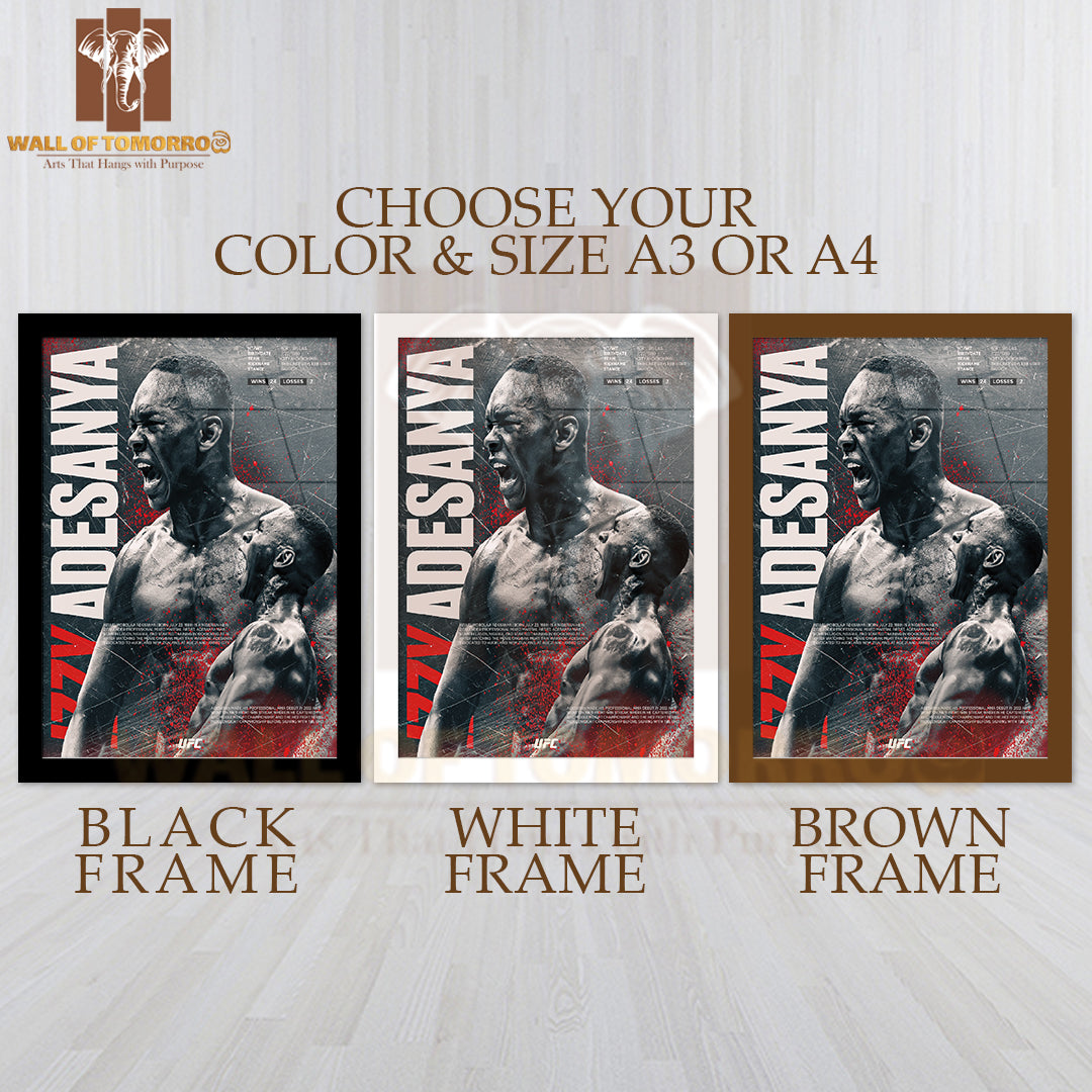 Adesanya Striking UFC Promotional Sports High Quality Glass Frame Wall Décor