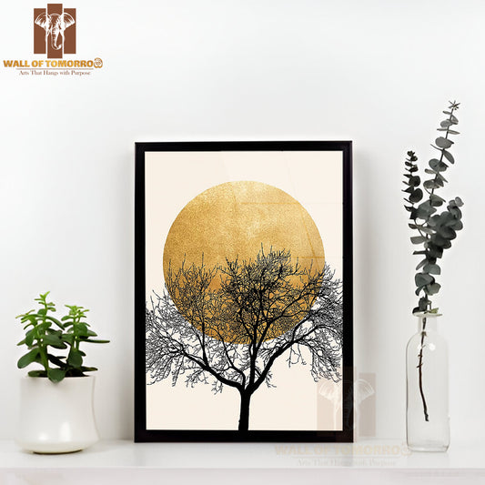 Silhouette Moon & Tree High Quality Glass Frame Wall Décor