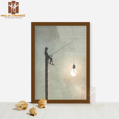 New Ideas Bulb & Human High Quality Glass Frame Wall Décor
