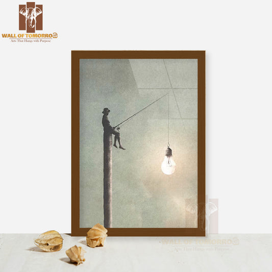 New Ideas Bulb & Human High Quality Glass Frame Wall Décor