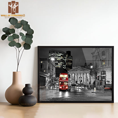 Royal Exchange London with Red Route Master Bus High Quality Unframed Poster Print & Waterproof Poster Print Wall Décor