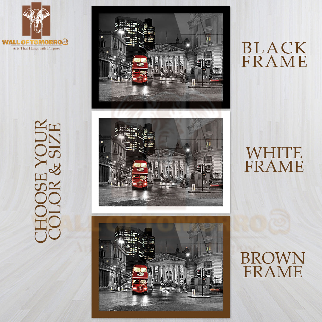 Royal Exchange London with Red Route Master Bus High Quality Unframed Poster Print & Waterproof Poster Print Wall Décor