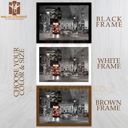 Royal Exchange London with Red Route Master Bus High Quality Unframed Poster Print & Waterproof Poster Print Wall Décor