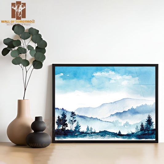 Watercolor Mountains Scenery High Quality Unframed Poster Print & Waterproof Poster Print Wall Décor