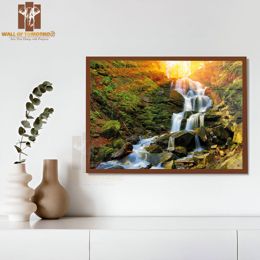 Nice Waterfall in Autumn Fores High Quality Unframed Poster Print & Waterproof Poster Print Wall Décor