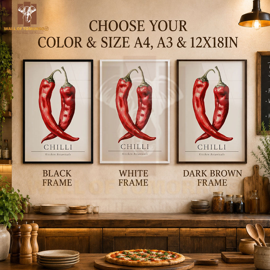 Chili Kitchen Botanicals Kitchen & Restaurant High Quality Glass Frame Wall Décors in Sri Lanka