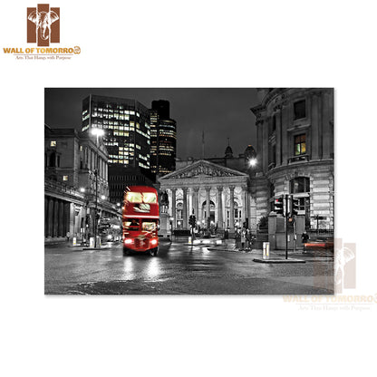 Royal Exchange London with Red Route Master Bus High Quality Unframed Poster Print & Waterproof Poster Print Wall Décor