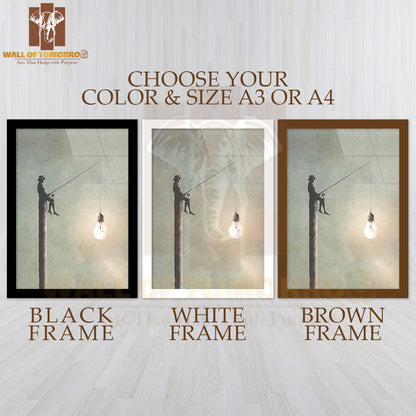 New Ideas Bulb & Human High Quality Glass Frame Wall Décor