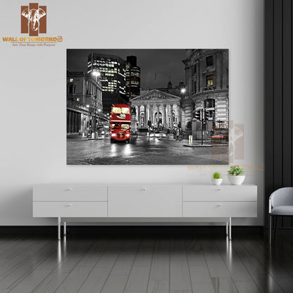 Royal Exchange London with Red Route Master Bus High Quality Unframed Poster Print & Waterproof Poster Print Wall Décor
