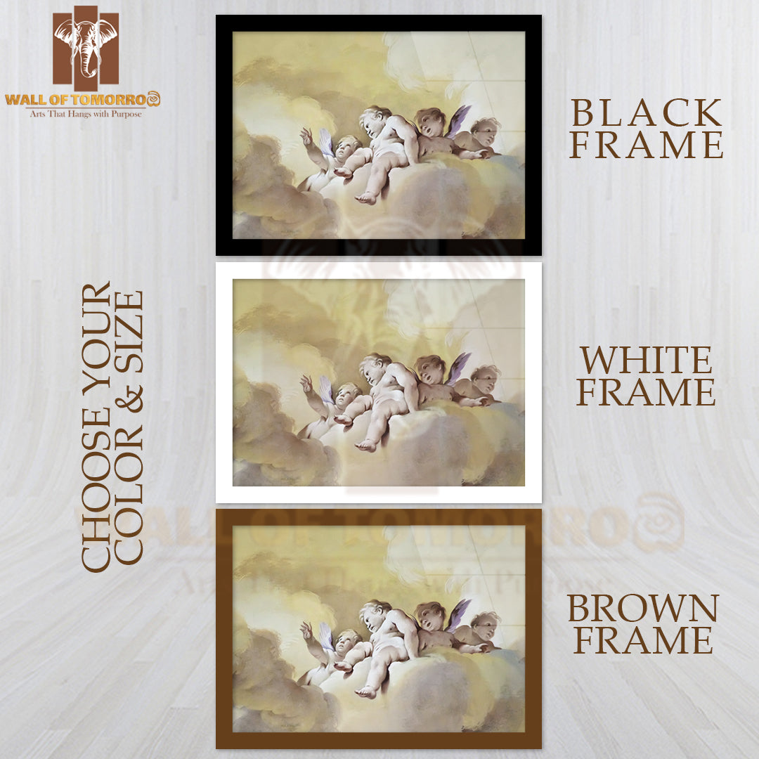 A Great Fresco of Some Angels High Quality Glass Frame Wall Décor
