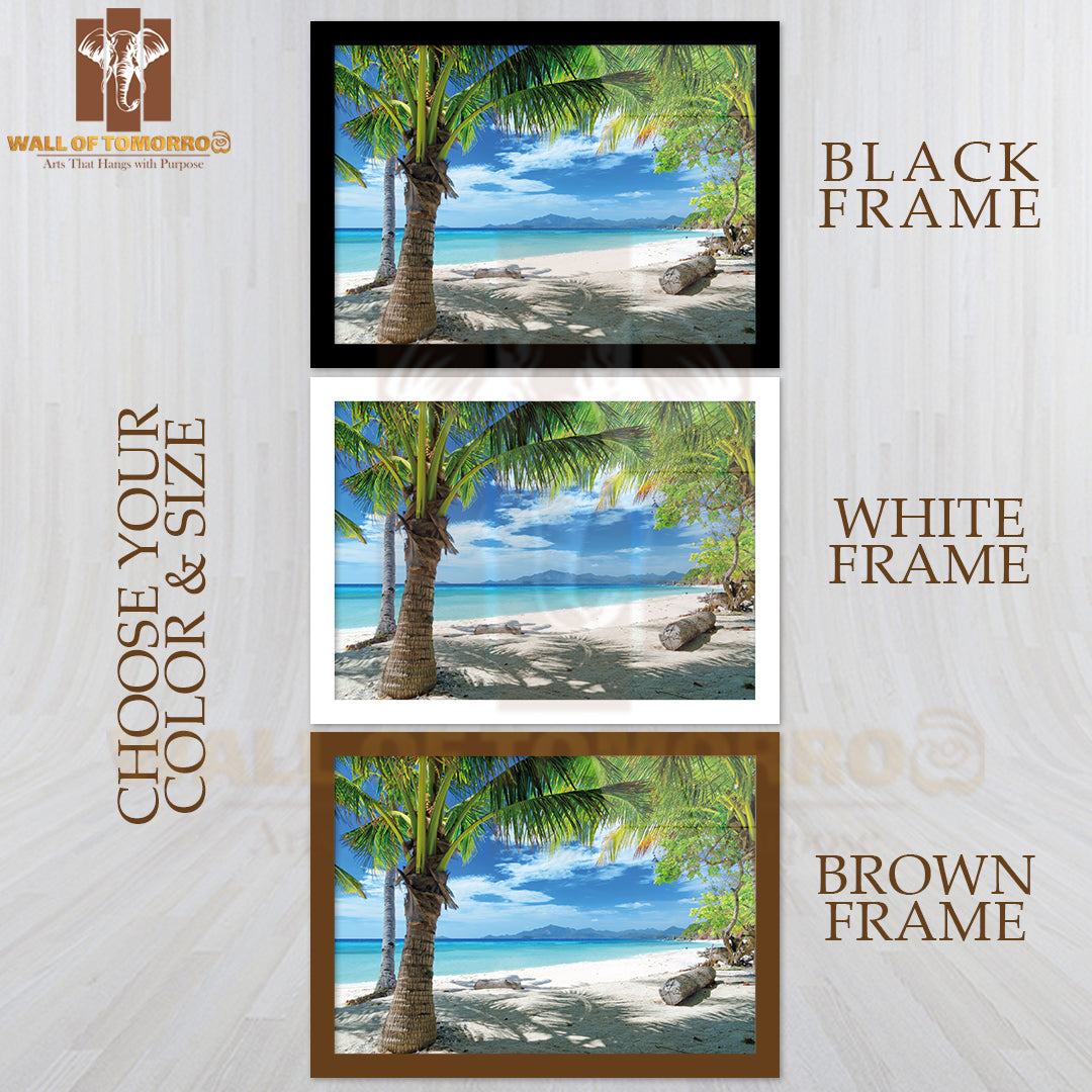 Green Tree on a White Sand Beach Malcapuya Island, Coron, Philippines High Quality Unframed Poster Print & Waterproof Poster Print Wall Décor