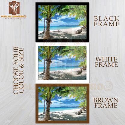 Green Tree on a White Sand Beach Malcapuya Island, Coron, Philippines High Quality Unframed Poster Print & Waterproof Poster Print Wall Décor