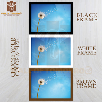 Dandelion With Seeds Blowing Away in The Wind Across a Clear Blue Sky High Quality Unframed Poster Print & Waterproof Poster Print Wall Décor