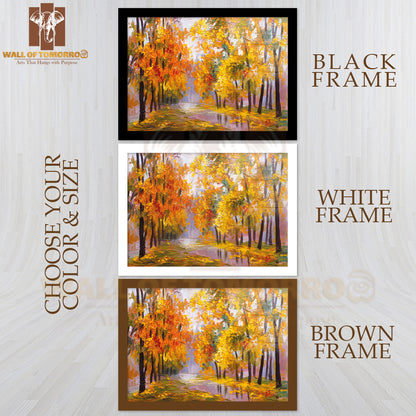 Oil Painting Autumn Forest, Full of Fallen Leaves High Quality Unframed Poster Print & Waterproof Poster Print Wall Décor