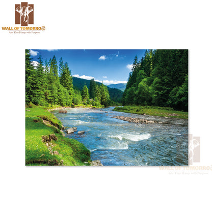 Mountains, Forest and A River, Beautiful Scenery in Summer High Quality Unframed Poster Print & Waterproof Poster Print Wall Décor