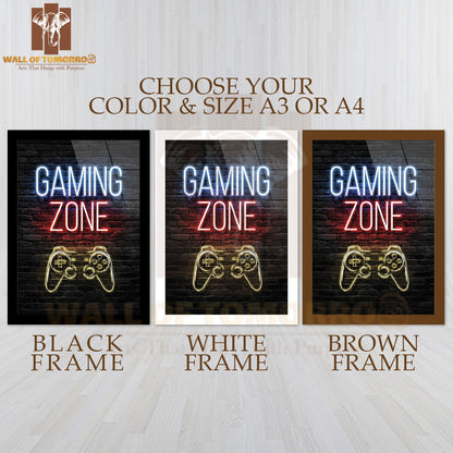 Gaming Zone High Quality Glass Frame Wall Décor