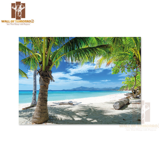 Green Tree on a White Sand Beach Malcapuya Island, Coron, Philippines High Quality Unframed Poster Print & Waterproof Poster Print Wall Décor