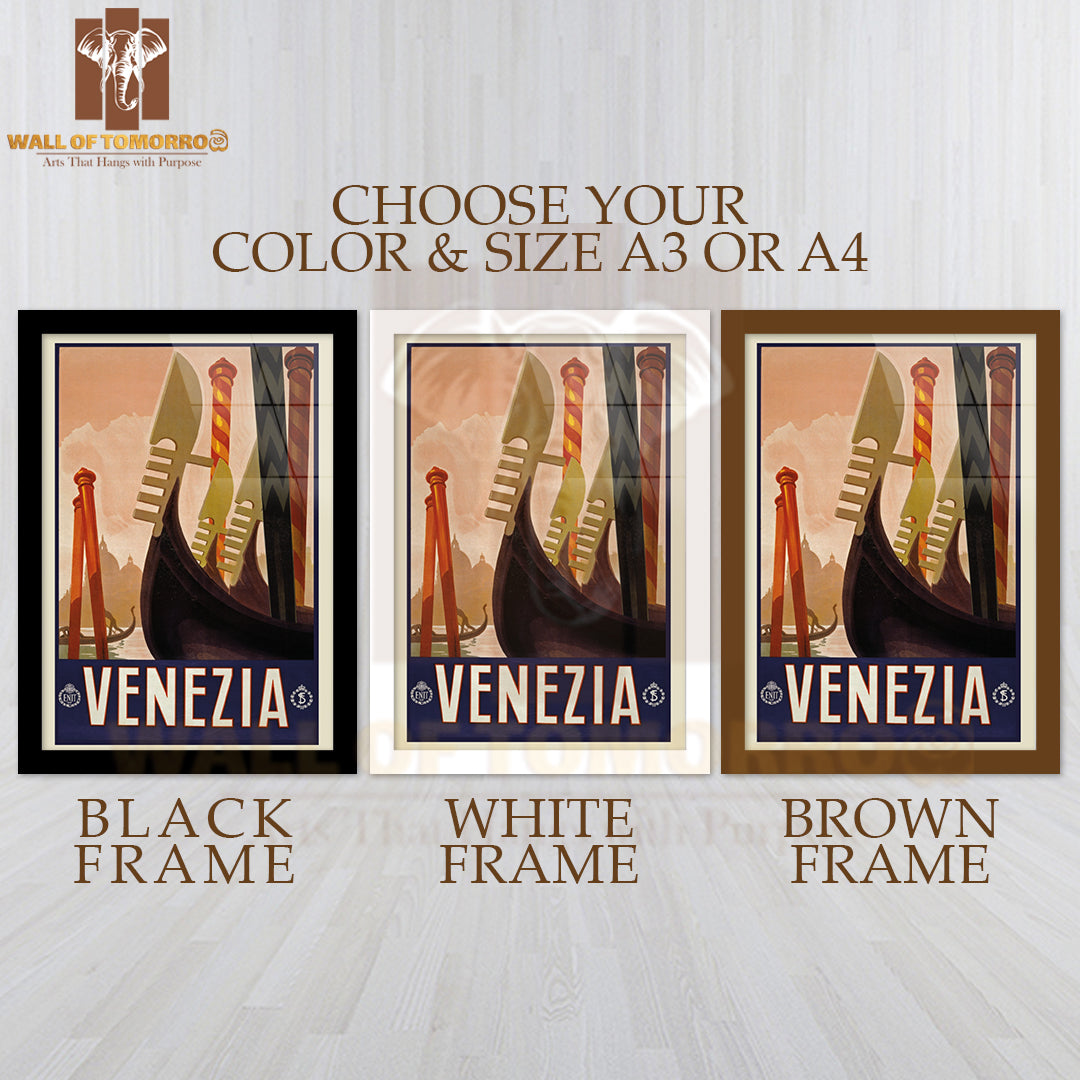 Canals And Architecture of Venice, Italy, Inviting Exploration and Adventure High Quality Glass Frame Wall Décors in Sri Lanka